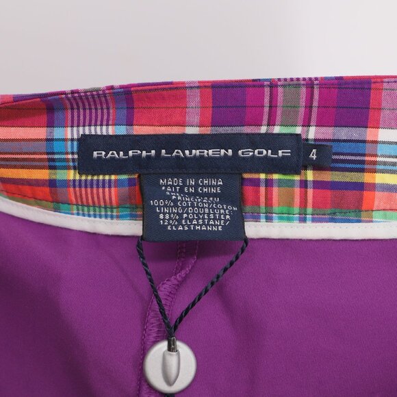 NWT RALPH LAUREN GOLF Plaid Mini Skort Colorful Purple Performance Size 4 - Picture 5 of 7